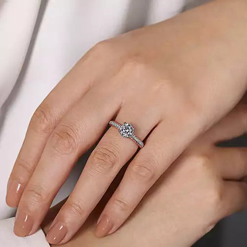 Gabriel & Co-14k White-rose Gold Round Diamond Engagement Ring - 0.28 ct