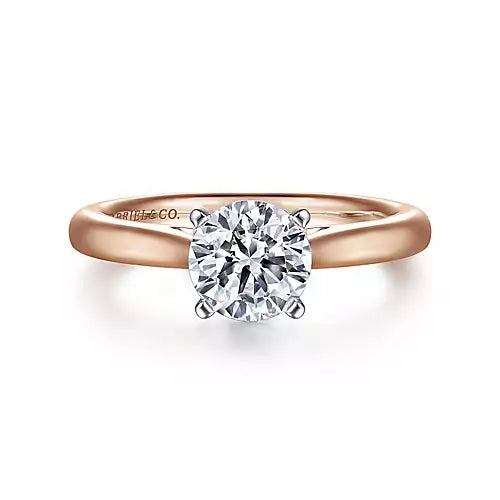 Gabriel & Co-14k White-rose Gold Round Diamond Engagement Ring - 0 ct