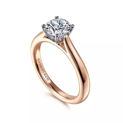 Gabriel & Co-14k White-rose Gold Round Diamond Engagement Ring - 0 ct