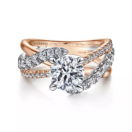 Zaira-14k White-rose Gold Round Free Form Diamond Engagement Ring - 0.75 ct
