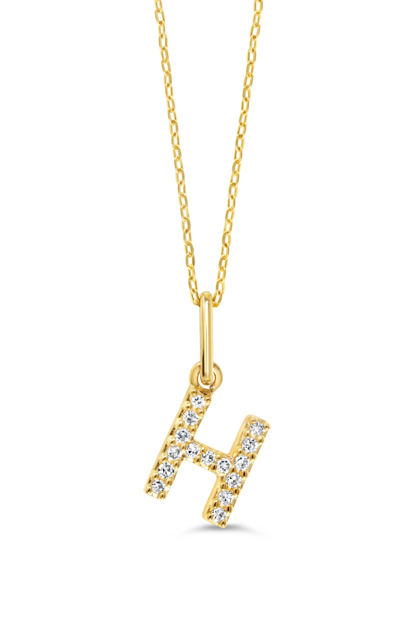 0.05 ct T.W. Diamonds "H" Initial Pendant in 10K Yellow Gold