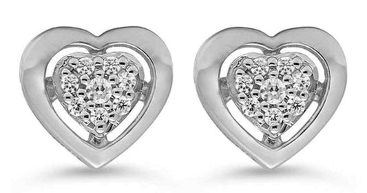 0.05 ct T.W Diamonds Pave Heart 10K White Gold Studs