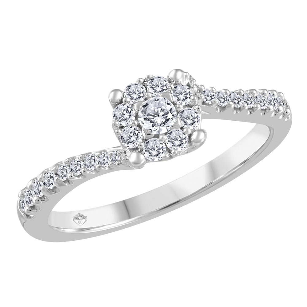 0.11 ct T.W. Bypass Accent Diamonds White Gold Ladies Ring