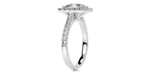 0.87 ct T.W.-14K White Gold Princess Diamond Halo Engagement Ring-