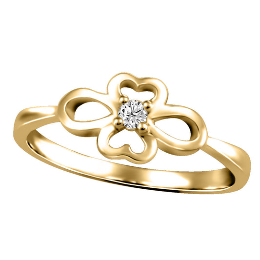 0.04 ct T.W. Solitaire Clover Yellow Gold Ladies Ring
