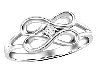 0.04 ct T.W. Solitaire Double Infinity White Gold Ladies Ring