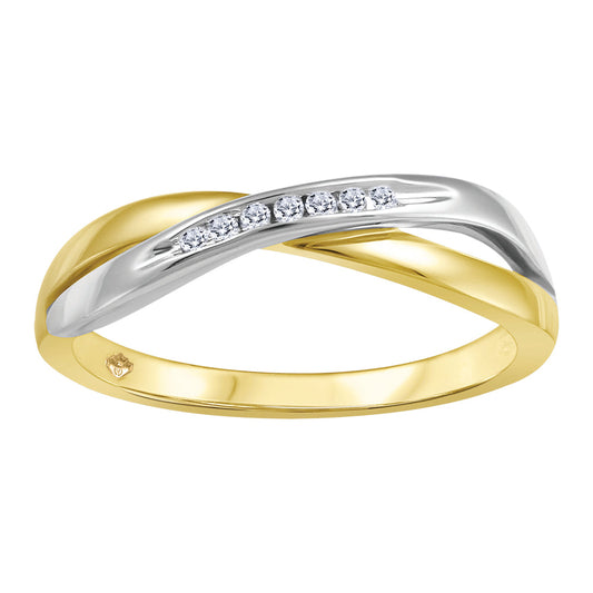 0.05 ct T.W. Criss-cross Yellow & White Gold Ladies Ring