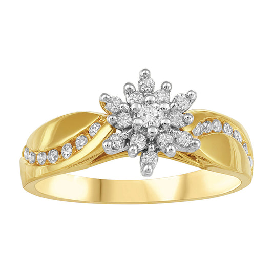 0.30 ct T.W. Starbust Yellow Gold Ladies Ring