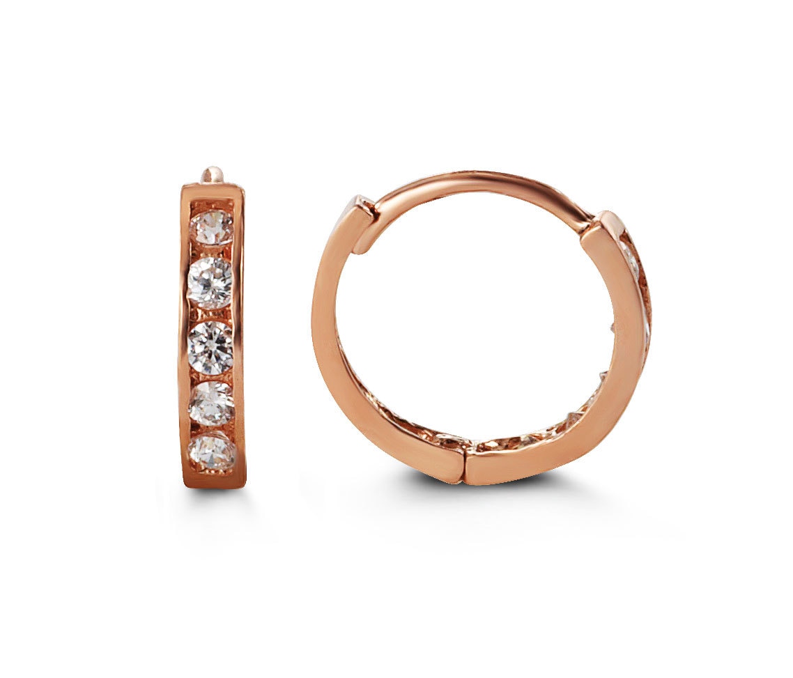 Baby CZ Channel Setting in 14K Rose Gold Huggies