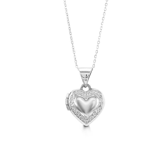 Baby Locket Necklace in White Gold 