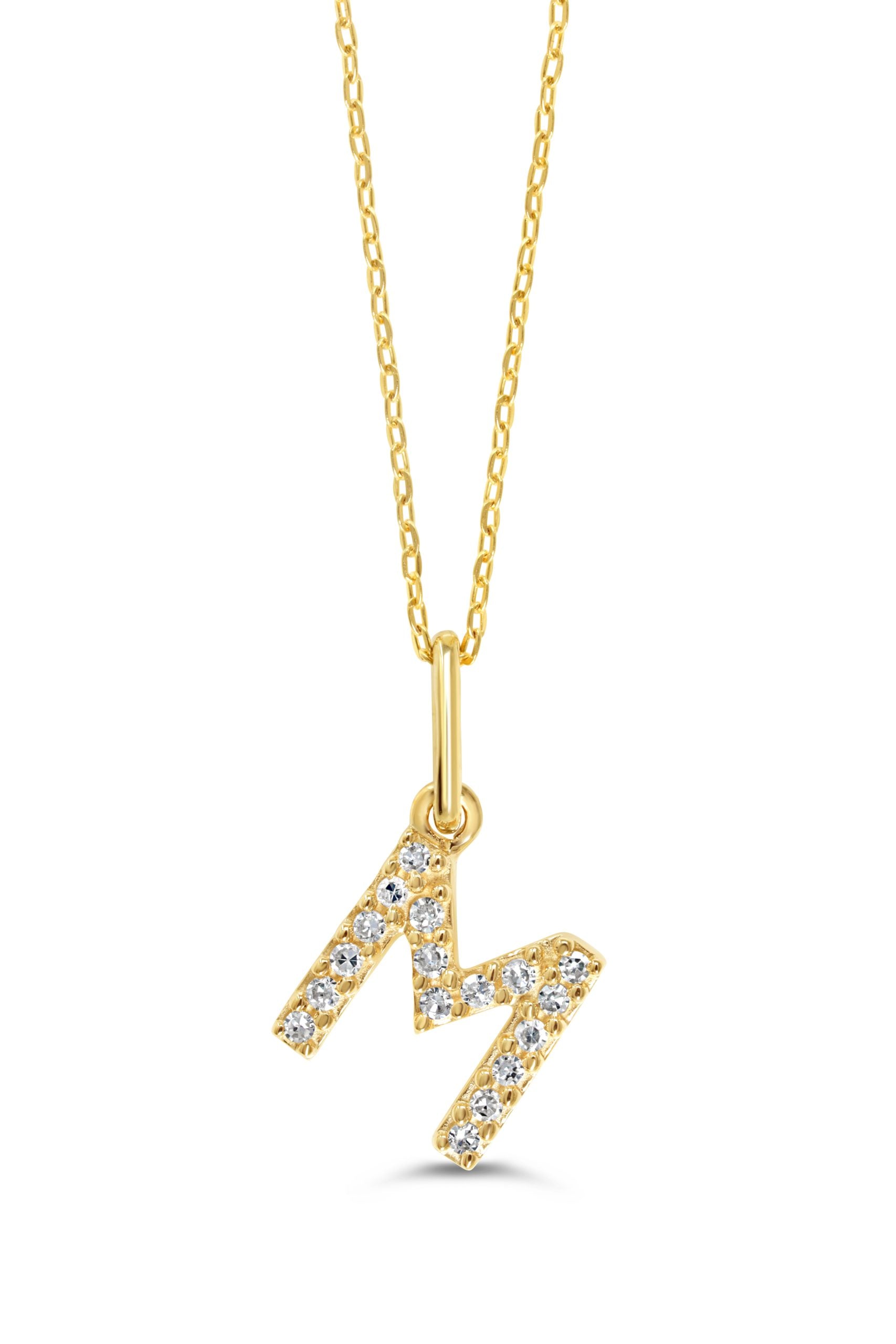 0.05 ct T.W. Diamonds "M" Initial Pendant in 10K Gold