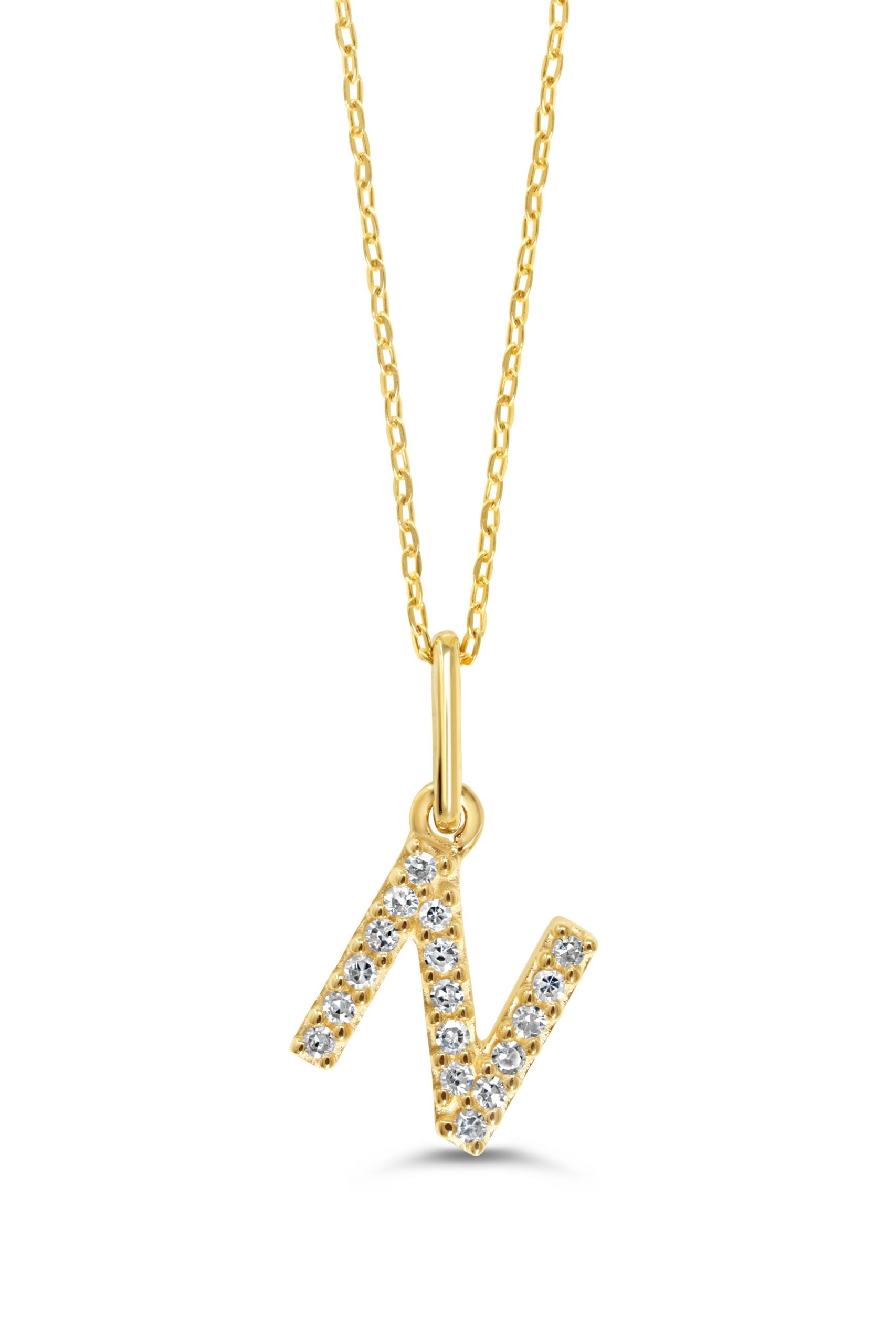 0.05 ct T.W. Diamonds "N" Initial Pendant in 10K Gold