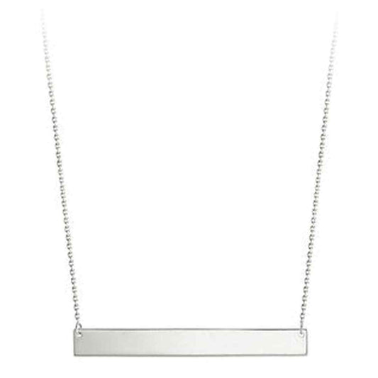 10K White Gold Plague Plate Engravable Necklace