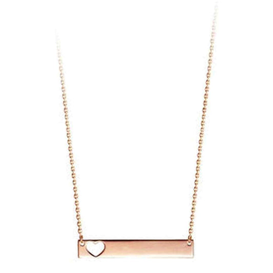 10K Rose Gold Heart Plague Plate Engravable Necklace