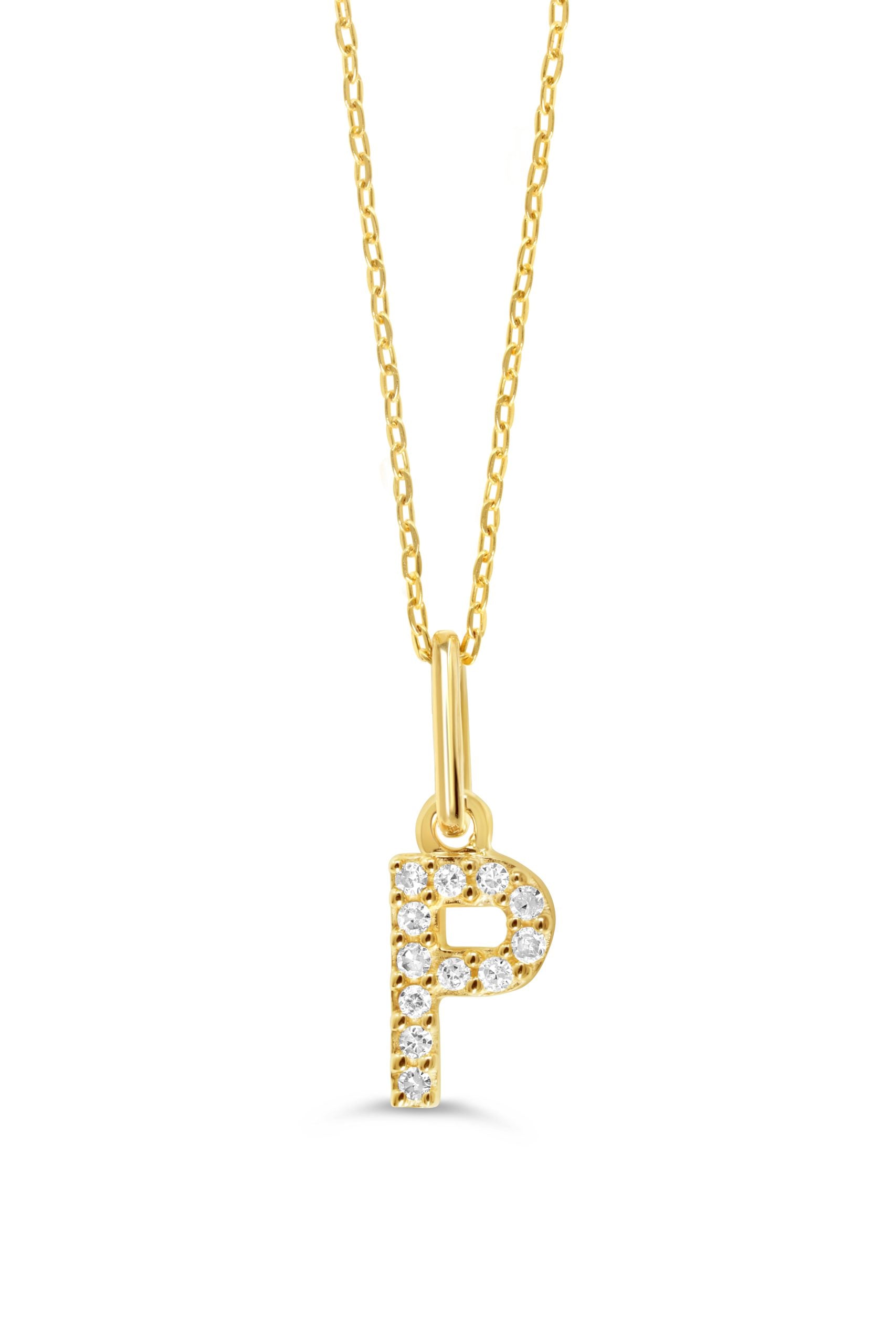 0.05 ct T.W. Diamonds "P" Initial Pendant in 10K Gold