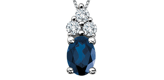 Sapphire Cluster Diamond White Gold Pendant