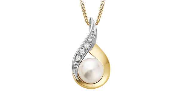 Pearl Diamonds Phoenix Tail Droplet Pendant in White Gold