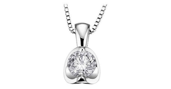 0.30 ct T.W Half-Moon 18KPD White Gold Pendant