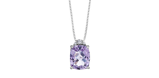 Pink Amethyst Cushion Cut Diamond Pendant