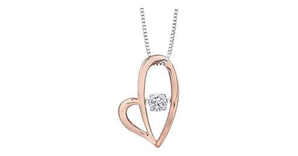 0.12 ct. T.W. Pulse Diamonds Two Tone Gold Double Open Heart Pendant