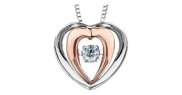 0.15 ct. T.W. Pulse Diamonds Two Tone Gold Double Heart Pendant