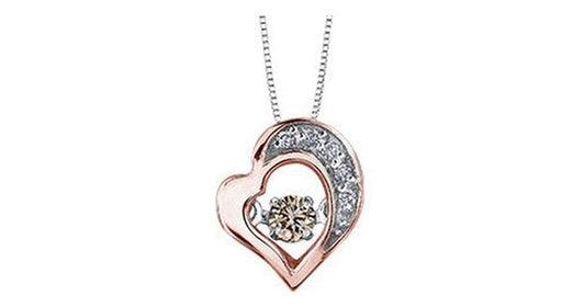 0.07 ct. T.W. Pulse Diamonds Two Tone Gold Tilted Heart Pendant