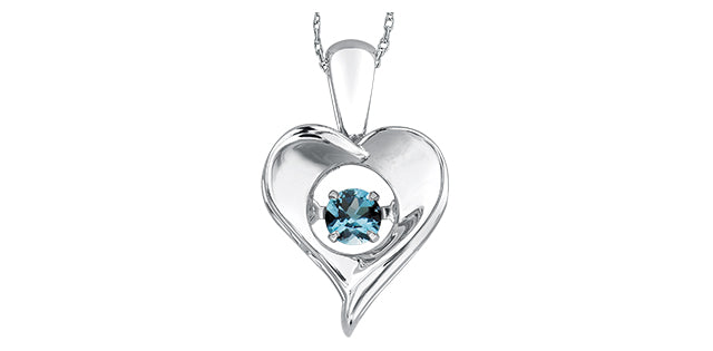 Dancing Gemstone Silver Heart Shape Pendant