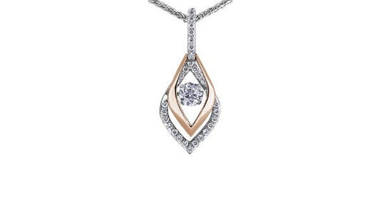 0.51 ct. T.W Dancing Diamond 18KPD Rose & White Gold Necklace
