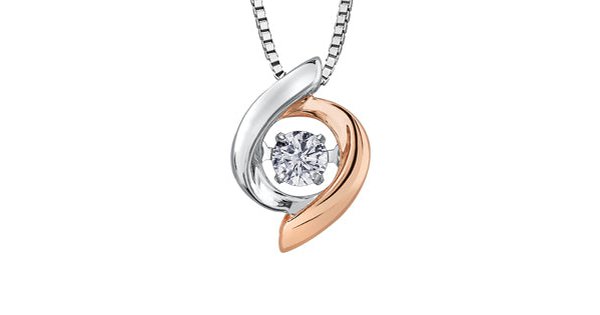 0.10 ct. T.W Diamond Rose & White Gold Swirling Circle Necklace
