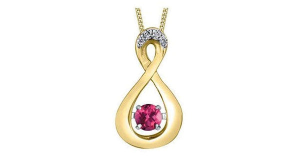 Dancing Gemstones Yellow Gold Infinity Pendant