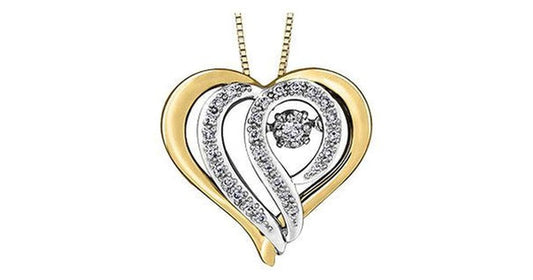0.15 ct. T.W. Pulse Diamonds Two Tone Gold Layered Heart Pendant