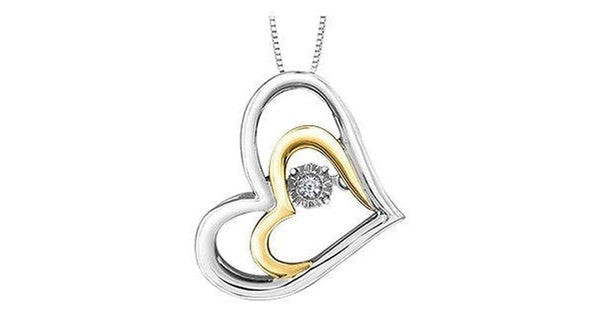 0.02 ct. T.W. Pulse Diamonds Silver and Yellow Gold Layered Heart Pendant