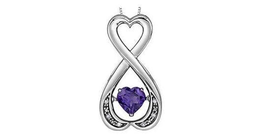 Dancing Amethyst Diamond Accent Silver Infinity Pendant