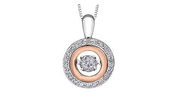 0.25 ct. T.W. Pulse Diamonds Two Tone Gold Double Circle Pendant