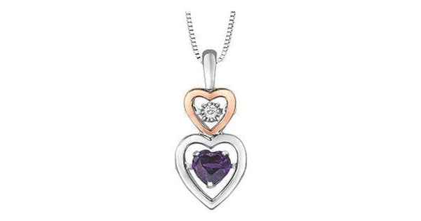 Dancing Amethyst & Diamond Accent Linear Heart Pendant