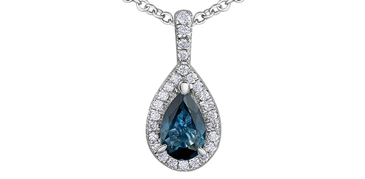 Sapphire Diamonds Pear-Shaped Pendant in White Gold