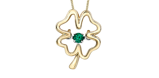 Lab-created Dancing Emerald Clover Pendant
