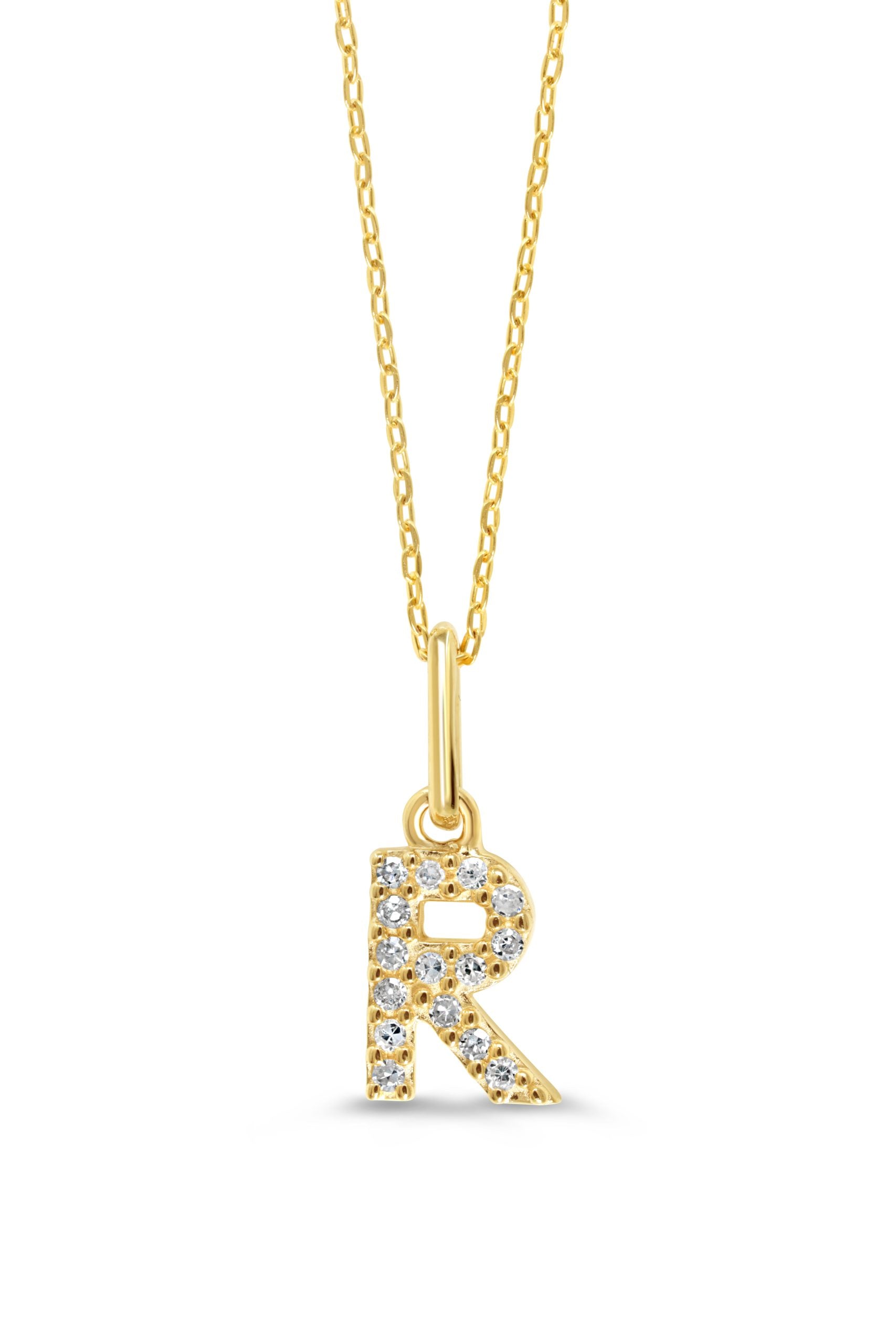 0.05 ct T.W. Diamonds "R" Initial Pendant in 10K Gold