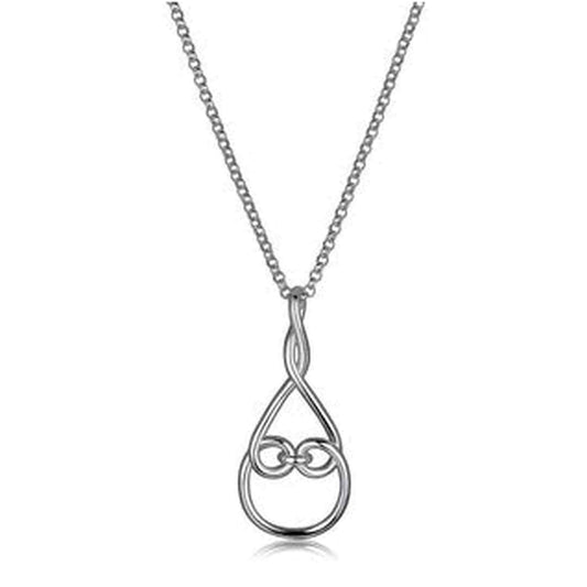 Sterling Silver Rhodium Plated Infiniti Link Drop Pendant with Rolo Chain 18" with 2" extender.