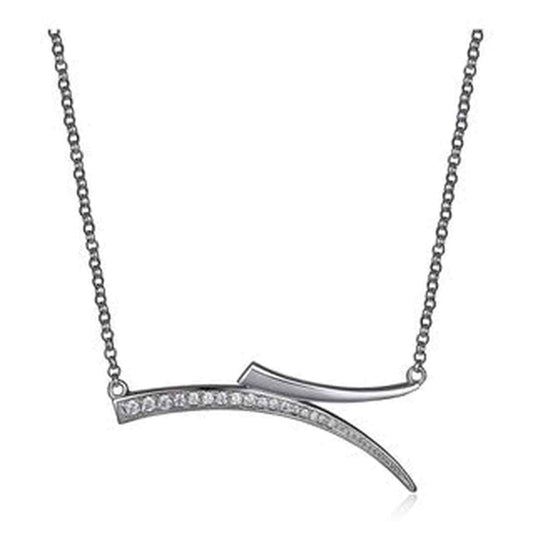 SSRP Horizontal Horn Cubic Zirconia Necklace 15" with 3" extender