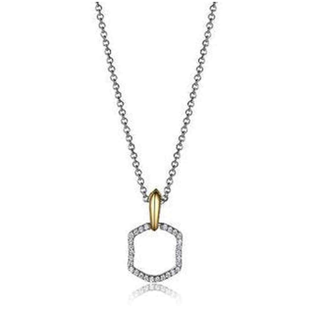 Fancy Necklace in Sterling Silver and18K Yellow Gold Plate