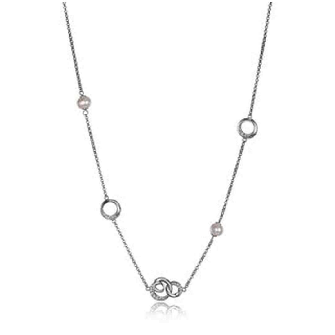 SSRP Infinity Genuine White Pearl Station Necklace 16" with 2" extender. Stone size: 6-6.5(mm)