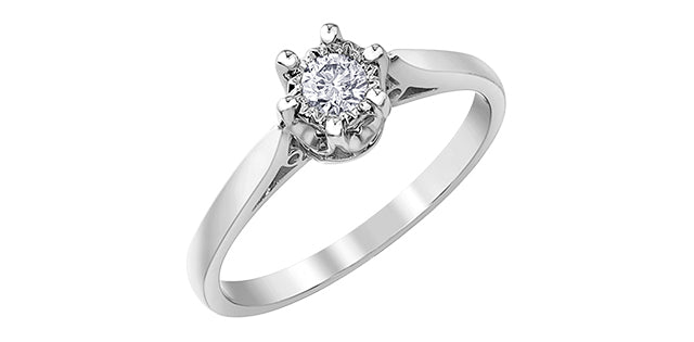 0.15 ct T.W. 6-Prongs Solitaire White Gold Ladies Ring