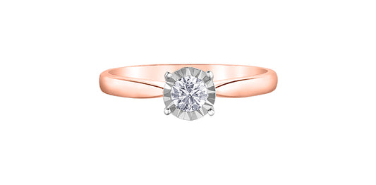 0.25 ct T.W.-10K Rose & White Gold Solitaire Round Diamond Engagement Ring