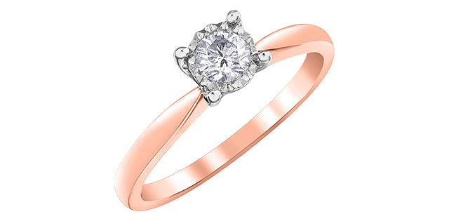 0.25 ct T.W.-10K Rose & White Gold Solitaire Round Diamond Engagement Ring