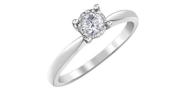 0.25 ct T.W. Solitaire Tapered Shank White Gold Ladies Ring