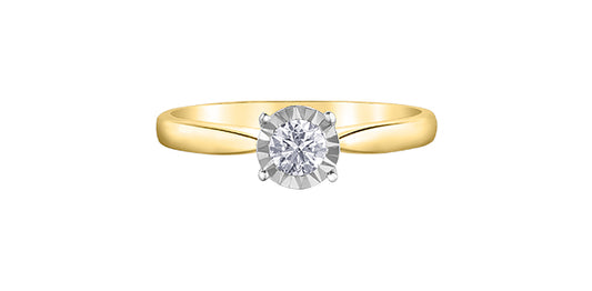 0.25 ct T.W. Solitaire Round Cut Yellow & White Gold Ladies Ring