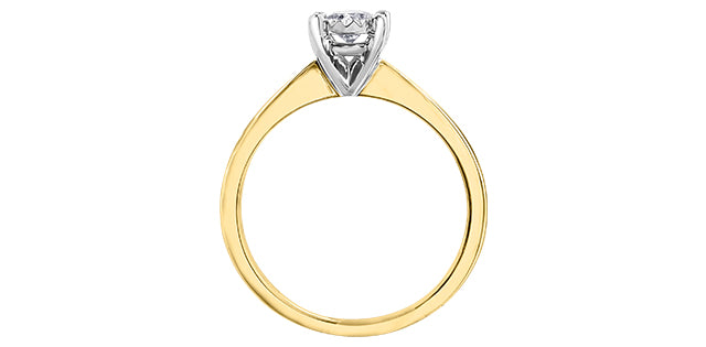 0.25 ct T.W. Solitaire Round Cut Yellow & White Gold Ladies Ring