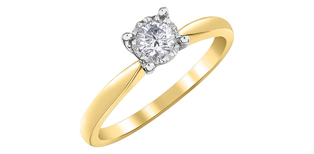 0.25 ct T.W. Solitaire Round Cut Yellow & White Gold Ladies Ring