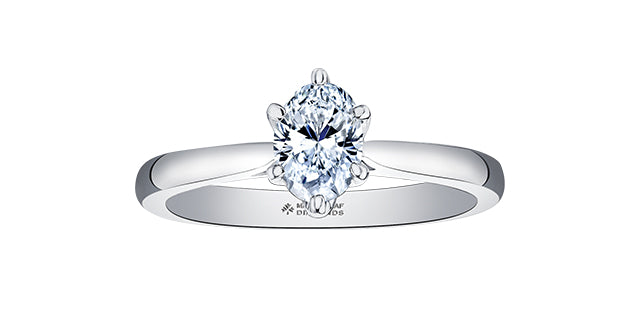 0.70 ct T.W  Canadian Diamond Solitaire Oval Engagement Ring 18KPD White Gold